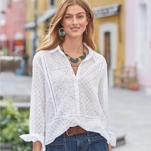 Sundance cotton eyelet blouse size M - new